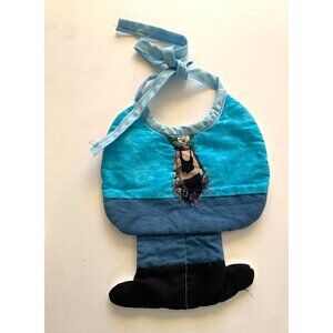 Vintage Handmade Full Body Baby Bib Man Bib Camo Tie One side plush Cute Fun Red